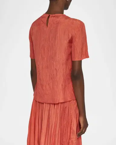 Joseph Brunet Crewneck Crinkled Habotai Silk Top | Thumbnail 3