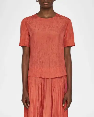 Joseph Brunet Crewneck Crinkled Habotai Silk Top | Thumbnail 4