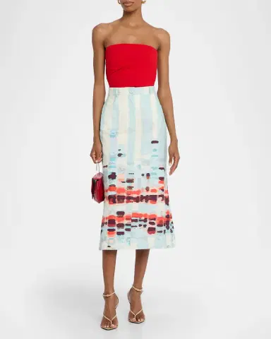 Silvia Tcherassi Layan Stretch Cotton Midi Skirt | Thumbnail 2