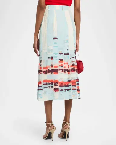 Silvia Tcherassi Layan Stretch Cotton Midi Skirt | Thumbnail 3