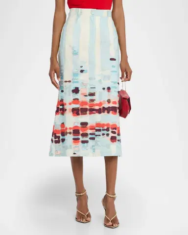 Silvia Tcherassi Layan Stretch Cotton Midi Skirt | Thumbnail 4