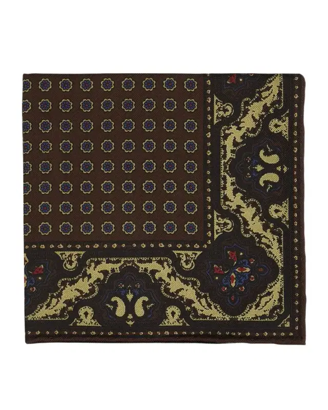 Men 's Mulberry Silk Floral Medallion Pocket Square
