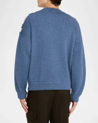 Golden Goose Men's Journey Wool Jacquard V-Style Crewneck Sweater | Thumbnail 3 Golden Goose Men's Journey Wool Jacquard V-Style Crewneck Sweater | Thumbnail 3