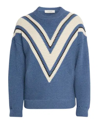 Golden Goose Men's Journey Wool Jacquard V-Style Crewneck Sweater | Thumbnail 1 Golden Goose Men's Journey Wool Jacquard V-Style Crewneck Sweater | Thumbnail 1