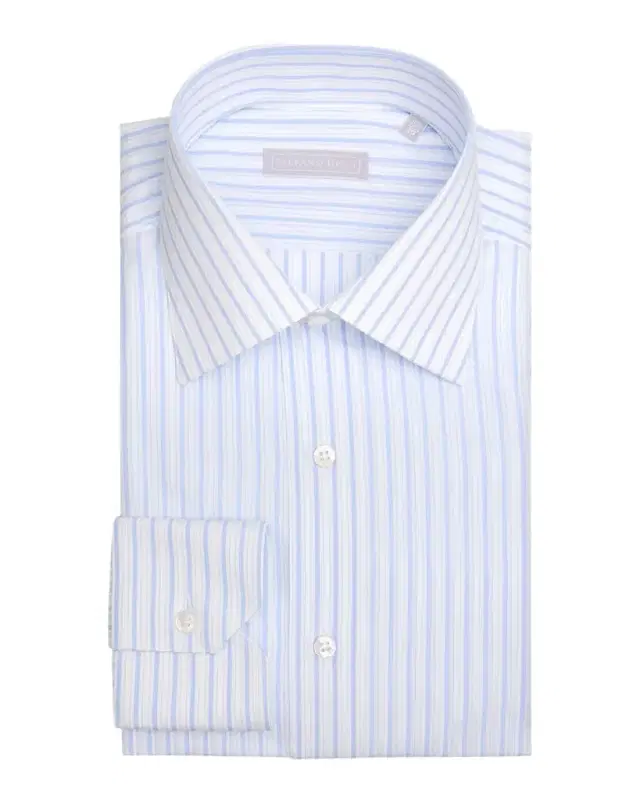 Men 's Cotton Multi-Stripe Point Collar Dress Shirt