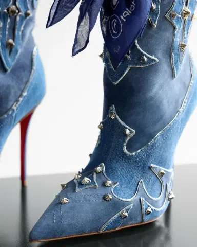 Christian Louboutin 100mm Bootyiag Denim and Suede Bandana Western Booties | Thumbnail 5 Christian Louboutin 100mm Bootyiag Denim and Suede Bandana Western Booties | Thumbnail 5