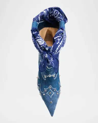 Christian Louboutin 100mm Bootyiag Denim and Suede Bandana Western Booties | Thumbnail 7 Christian Louboutin 100mm Bootyiag Denim and Suede Bandana Western Booties | Thumbnail 7