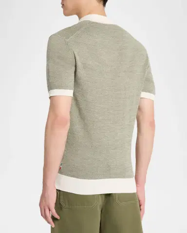 Orlebar Brown Men's Tailored-Fit Wool and Cotton Knit Johnny Collar Polo Shirt | Thumbnail 3