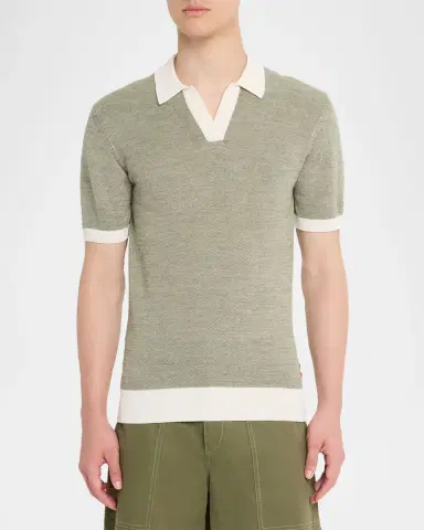 Orlebar Brown Men's Tailored-Fit Wool and Cotton Knit Johnny Collar Polo Shirt | Thumbnail 4
