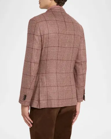 Brioni Men's Cashmere Blend Rust Plaid Sport Coat | Thumbnail 2 Brioni Men's Cashmere Blend Rust Plaid Sport Coat | Thumbnail 2