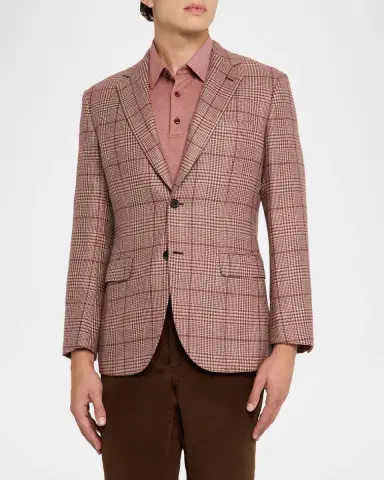 Brioni Men's Cashmere Blend Rust Plaid Sport Coat | Thumbnail 3 Brioni Men's Cashmere Blend Rust Plaid Sport Coat | Thumbnail 3