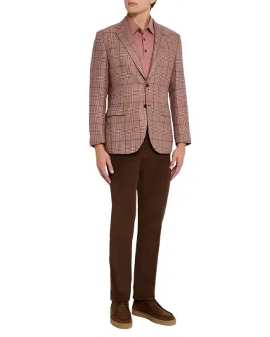 Brioni Men's Cashmere Blend Rust Plaid Sport Coat | Thumbnail 1 Brioni Men's Cashmere Blend Rust Plaid Sport Coat | Thumbnail 1