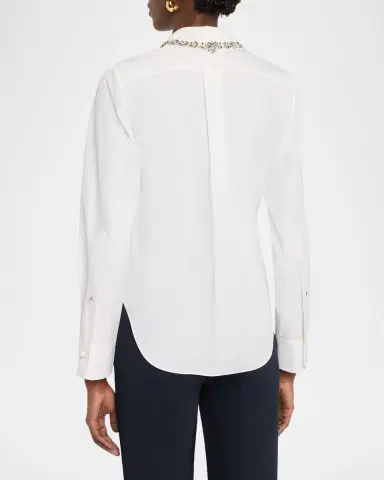 Dice Kayek Embellished Collar Button-Down Shirt | Thumbnail 3 Dice Kayek Embellished Collar Button-Down Shirt | Thumbnail 3