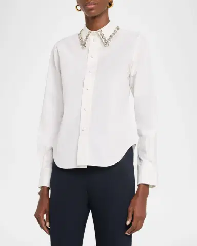 Dice Kayek Embellished Collar Button-Down Shirt | Thumbnail 4 Dice Kayek Embellished Collar Button-Down Shirt | Thumbnail 4