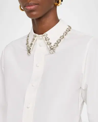 Dice Kayek Embellished Collar Button-Down Shirt | Thumbnail 5 Dice Kayek Embellished Collar Button-Down Shirt | Thumbnail 5