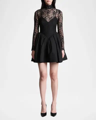 BCBGMAXAZRIA Stretch Lace Mini Bubble Dress | Thumbnail 2 BCBGMAXAZRIA Stretch Lace Mini Bubble Dress | Thumbnail 2