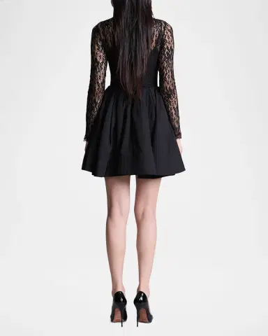 BCBGMAXAZRIA Stretch Lace Mini Bubble Dress | Thumbnail 3 BCBGMAXAZRIA Stretch Lace Mini Bubble Dress | Thumbnail 3