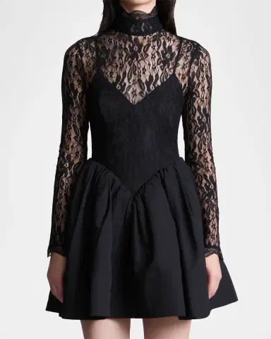 BCBGMAXAZRIA Stretch Lace Mini Bubble Dress | Thumbnail 4 BCBGMAXAZRIA Stretch Lace Mini Bubble Dress | Thumbnail 4