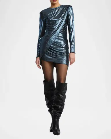 BCBGMAXAZRIA Metallic Wrap-Front Mini Dress | Thumbnail 2 BCBGMAXAZRIA Metallic Wrap-Front Mini Dress | Thumbnail 2
