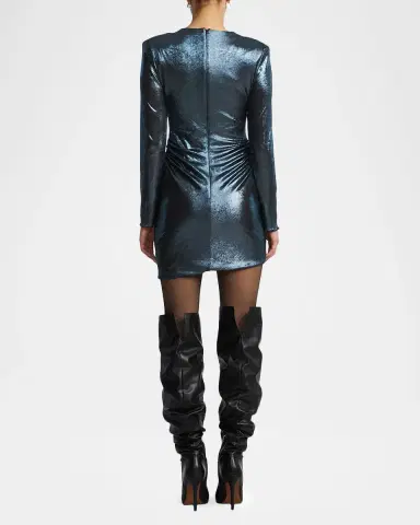 BCBGMAXAZRIA Metallic Wrap-Front Mini Dress | Thumbnail 3 BCBGMAXAZRIA Metallic Wrap-Front Mini Dress | Thumbnail 3