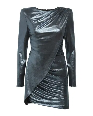 BCBGMAXAZRIA Metallic Wrap-Front Mini Dress | Thumbnail 1 BCBGMAXAZRIA Metallic Wrap-Front Mini Dress | Thumbnail 1