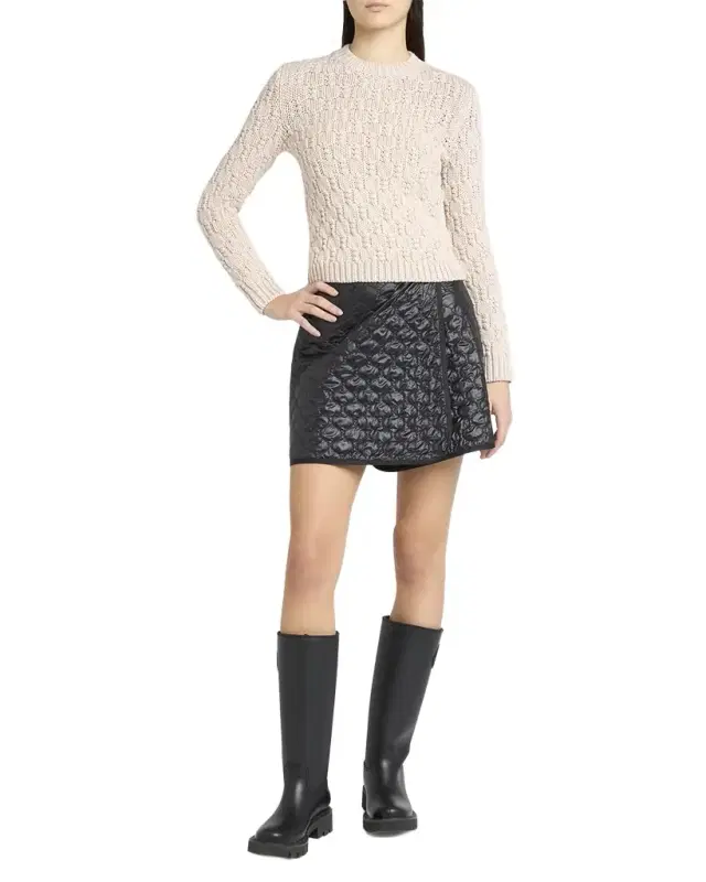 Geometric-Quilted Padded Mini Skirt