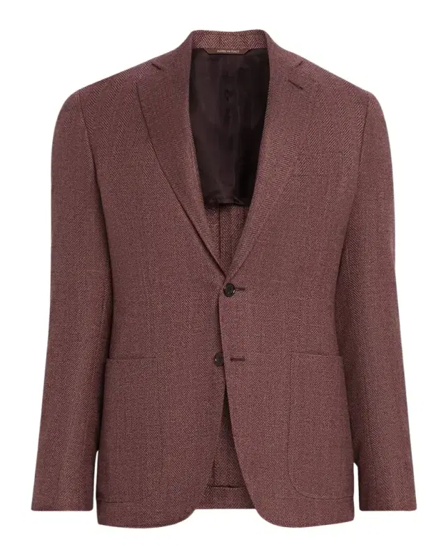 Men 's Herringbone Notch Lapel Sport Coat