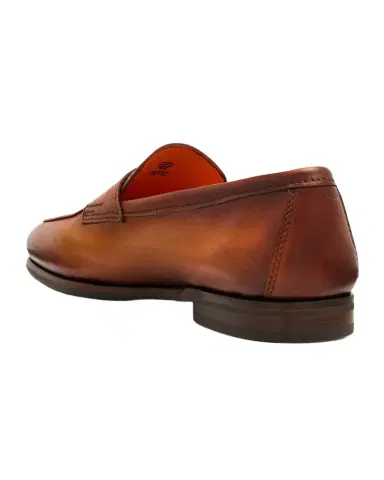 Santoni Men's Carlo Soft Burnished Leather Penny Loafers | Thumbnail 1