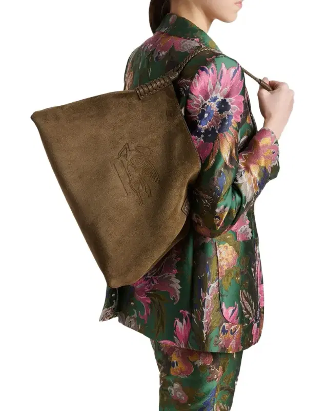 Libra Medium Suede Shopper Tote Bag