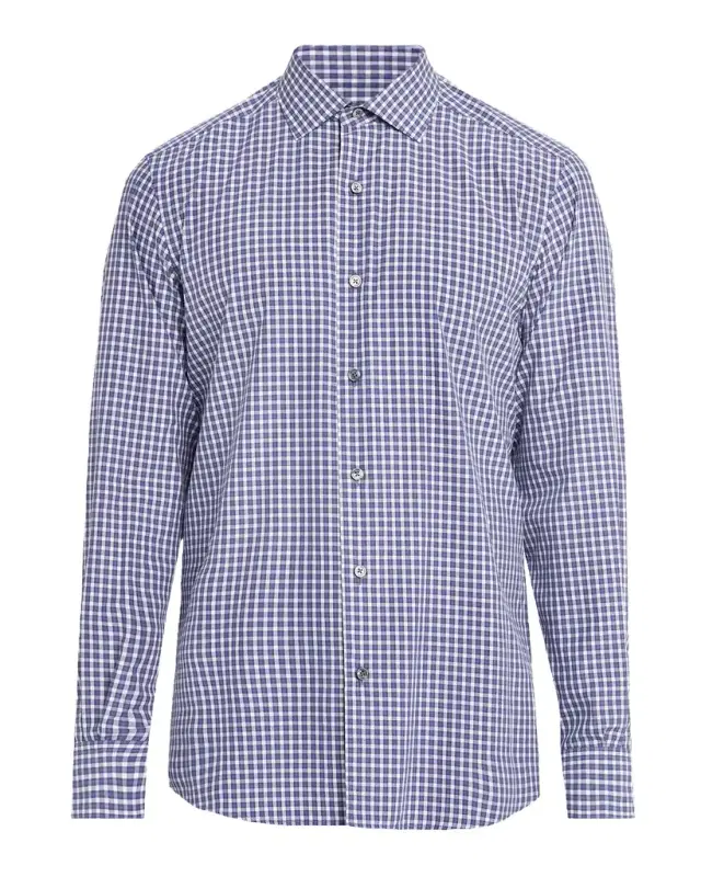 Men 's Petite Plaid Cotton Button-Down Shirt