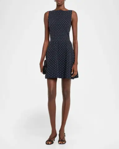 Emporio Armani Sleeveless Polka Dot Jacquard Mini Dress | Thumbnail 2 Emporio Armani Sleeveless Polka Dot Jacquard Mini Dress | Thumbnail 2