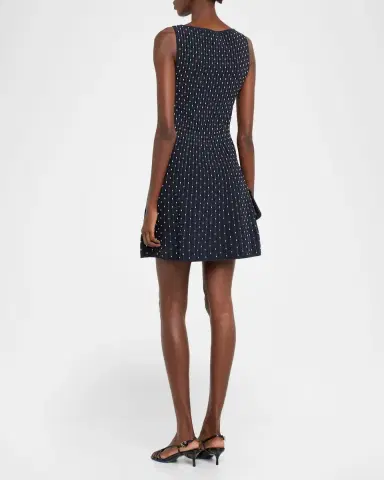 Emporio Armani Sleeveless Polka Dot Jacquard Mini Dress | Thumbnail 3 Emporio Armani Sleeveless Polka Dot Jacquard Mini Dress | Thumbnail 3