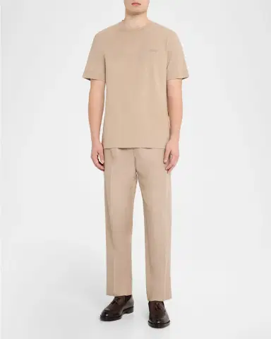 ZEGNA Men's Heather Cotton T-Shirt with Embroidered Logo | Thumbnail 2