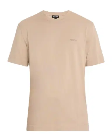 ZEGNA Men's Heather Cotton T-Shirt with Embroidered Logo | Thumbnail 1