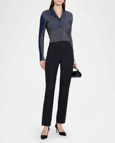 Emporio Armani Button-Down Striped Knit Cardigan | Thumbnail 2