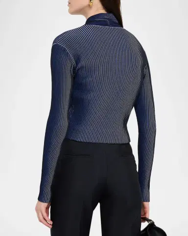 Emporio Armani Button-Down Striped Knit Cardigan | Thumbnail 3
