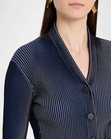 Emporio Armani Button-Down Striped Knit Cardigan | Thumbnail 5