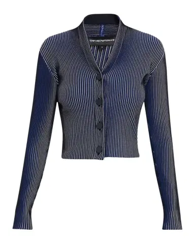 Emporio Armani Button-Down Striped Knit Cardigan | Thumbnail 1