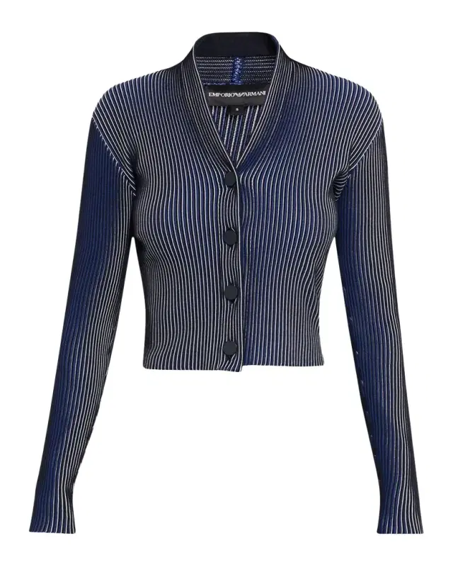 Emporio Armani Button-Down Striped Knit Cardigan