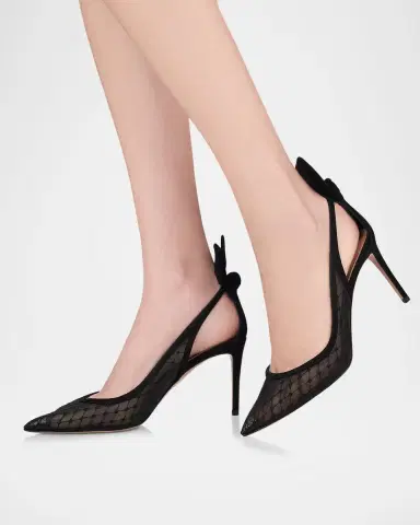 Aquazzura Net Mesh Suede Bow Pumps | Thumbnail 2 Aquazzura Net Mesh Suede Bow Pumps | Thumbnail 2