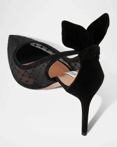 Aquazzura Net Mesh Suede Bow Pumps | Thumbnail 6 Aquazzura Net Mesh Suede Bow Pumps | Thumbnail 6