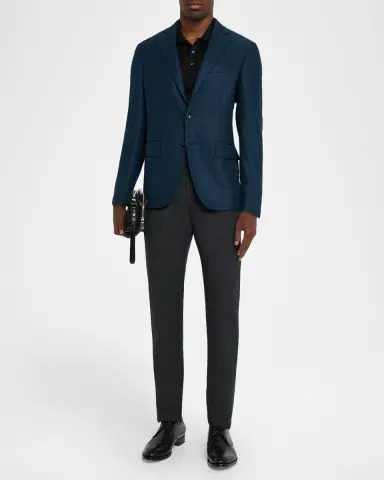 Canali Men's Wool Textured Notch Lapel Sport Coat | Thumbnail 2