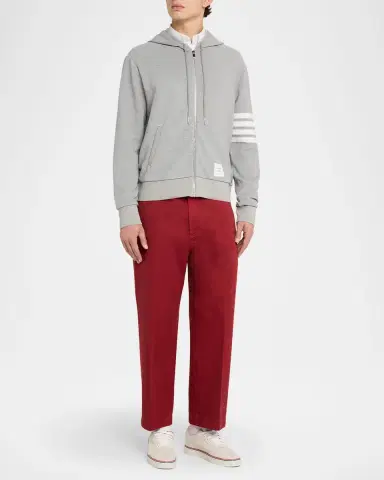 Thom Browne Men's 4 Bar Ottoman Zip Hoodie | Thumbnail 2 Thom Browne Men's 4 Bar Ottoman Zip Hoodie | Thumbnail 2