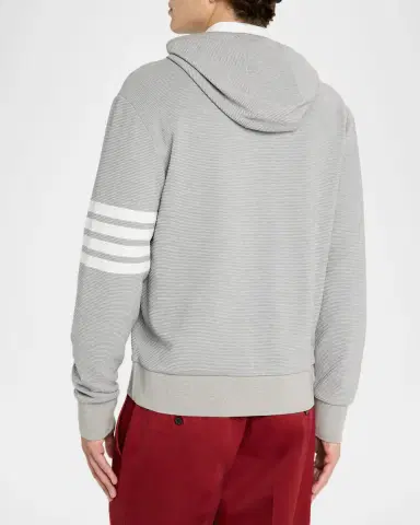 Thom Browne Men's 4 Bar Ottoman Zip Hoodie | Thumbnail 3 Thom Browne Men's 4 Bar Ottoman Zip Hoodie | Thumbnail 3