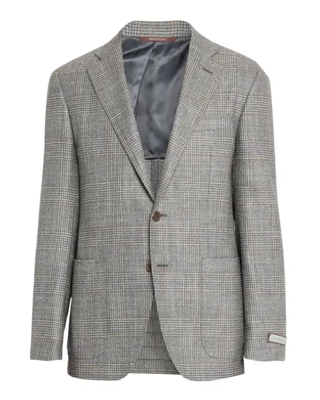 Men 's Glen Plaid Notch Lapel Sport Coat