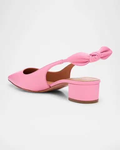 Aquazzura Very Bow Tie Leather Slingback Pumps | Thumbnail 4