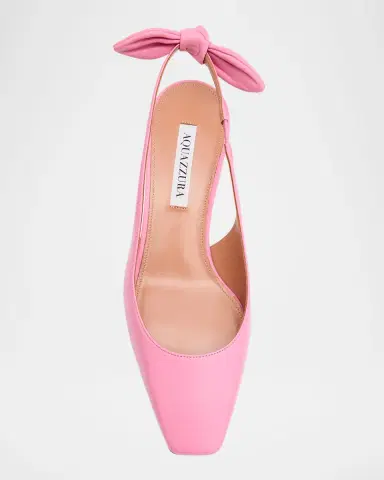 Aquazzura Very Bow Tie Leather Slingback Pumps | Thumbnail 6