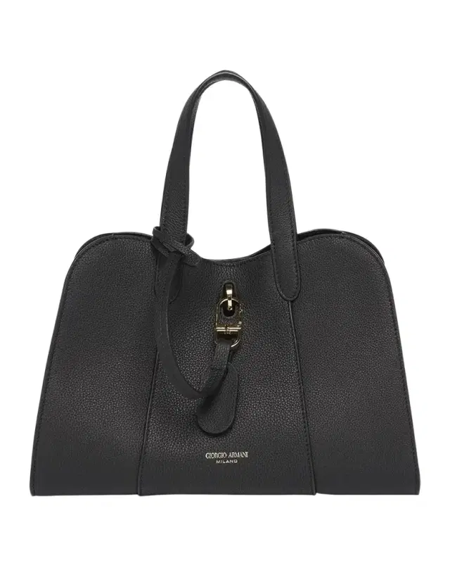 Giorgio Armani Small Grained Leather Trapezoid Tote Bag