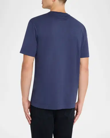 ZEGNA Men's Embroidered Logo Cotton Crewneck T-Shirt | Thumbnail 3