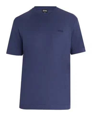 ZEGNA Men's Embroidered Logo Cotton Crewneck T-Shirt | Thumbnail 1